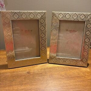 Natalini photo picture frames set of two gold accents diamond patterned